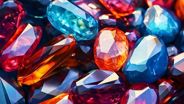 A large pile of colored gemstones, luxury concept