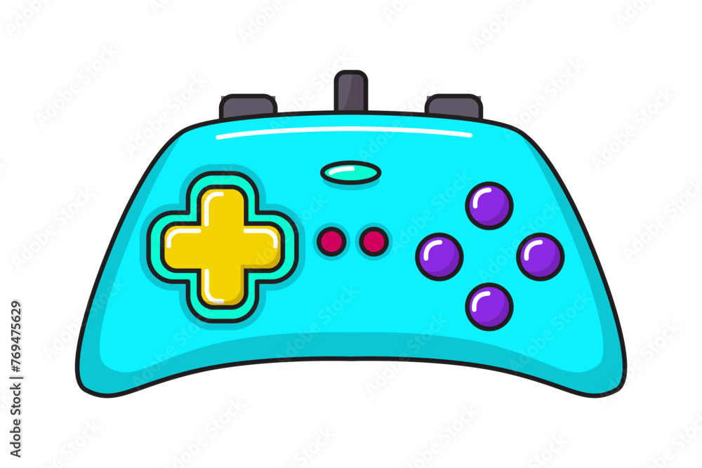Fototapete vector game controller gamepad icon. turquoise joystick element flat style isolated on white backgro
