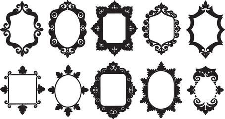 Set of decorative vintage frame labels. Hand drawn vector illustration	