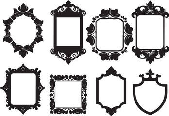 Set of decorative vintage frame labels. Hand drawn vector illustration	