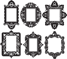 Set of decorative vintage frame labels. Hand drawn vector illustration	
