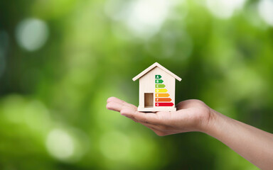 House energy efficiency, energy efficient rating class concept, eco home renovation save cost....
