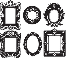 Set of decorative vintage frame labels. Hand drawn vector illustration	