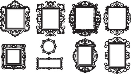 Set of decorative vintage frame labels. Hand drawn vector illustration	