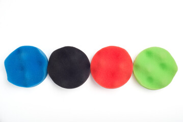 Set of buffing sponges on a white background