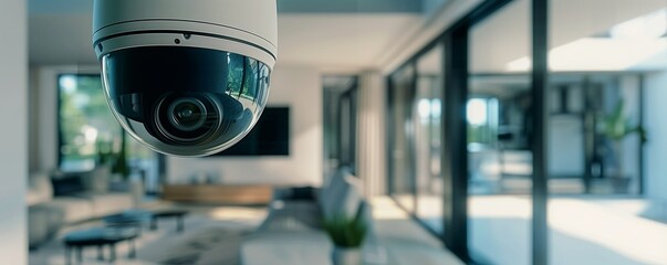 high-tech CCTV surveillance system. dome camera in a modern interior