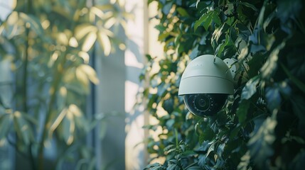 high-tech CCTV surveillance system. dome camera in a modern interior