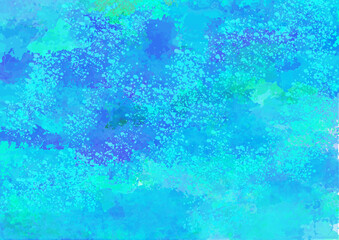 Fototapeta na wymiar 青　ブルー　エメラルドグリーン　水　水彩　手描き　模様　バック　背景