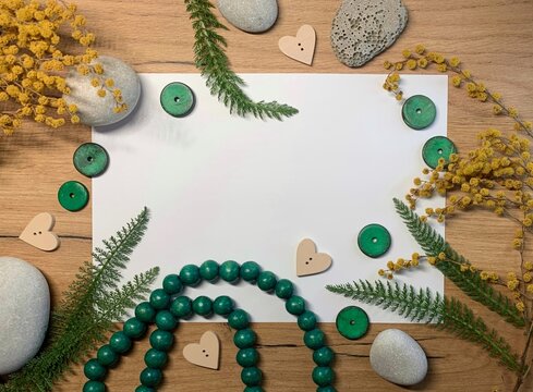 Decorated wood background with blank note