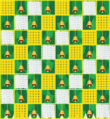 Wedding background decoration with banana leaves, bells and flowers