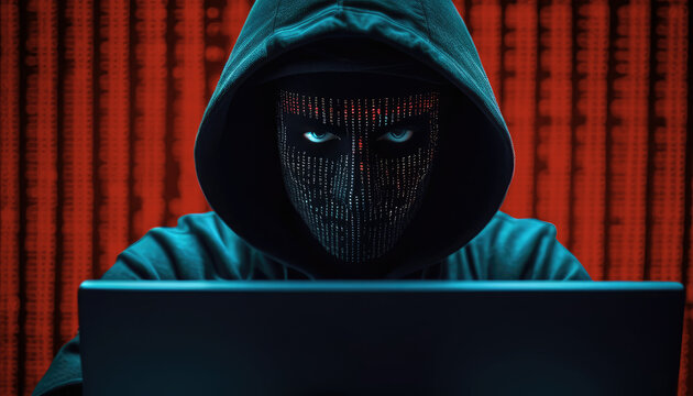 Hacker in hoodie sitting in front of a monitors with Hong kong flag background and  cyber security concept