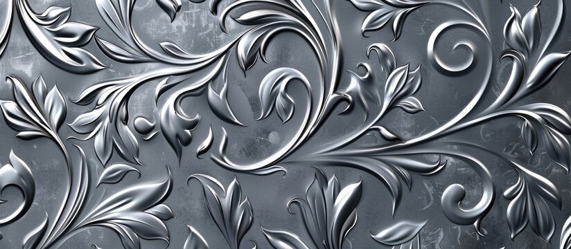 Abstract silver pattern with vintage floral design for seamless .