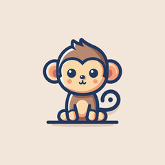 Vector illustration of an adorable monkey.