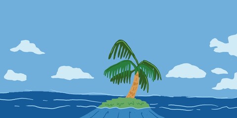 Fototapeta na wymiar the tropical island of flat style island in the ocean with palm trees 
