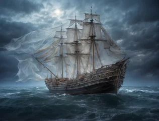 Fotobehang ship in the sea © Katie