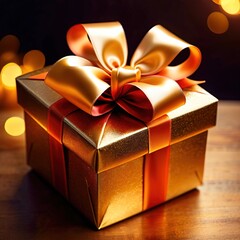 Luxury elegant present, gold foil wrapped present, for christmas or birthday - 769484017