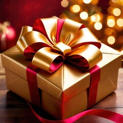 Luxury elegant present, gold foil wrapped present, for christmas or birthday - 769484022