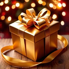 Luxury elegant present, gold foil wrapped present, for christmas or birthday - 769484064