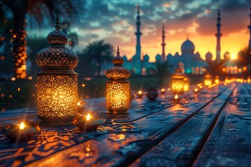 festive light Islamic backdrop  - obrazy, fototapety, plakaty