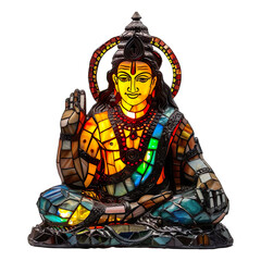 Indian Hindu God Shiva Table Lamp, Stained Glass Indian Hindu God Shiva Shape Isolated on transparent background.