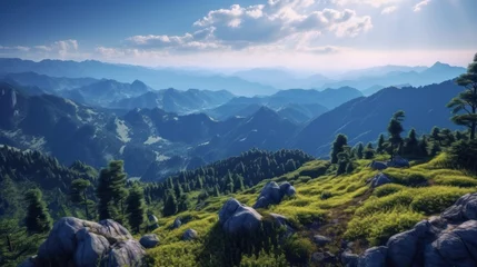 Schapenvacht deken met foto Bestemmingen nice view in the mountain green blue scheme 8k photography, ultra HD