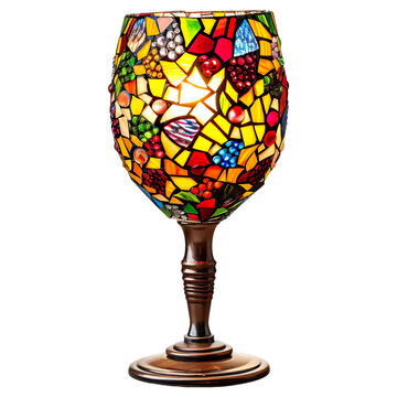 Wine table Table Lamp, Stained Glass Wine table Shape Isolated on transparent background.