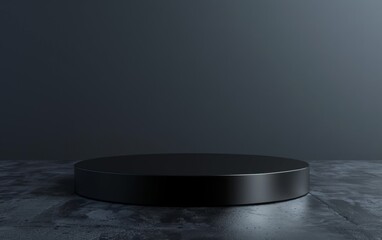 Platform on dark background with glowing light. Product presentation template. 3D display