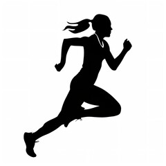 Fototapeta na wymiar Black Color Silhouette of a Woman Running: Bold and Dynamic