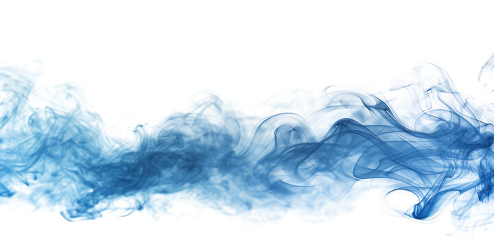 blue smoke steam isolated on white or transparent
