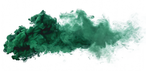 green smoke steam isolated on white or transparent
