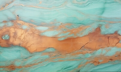 Fototapeta premium Mint Marble with Bronze Horizontal Background, Generative AI