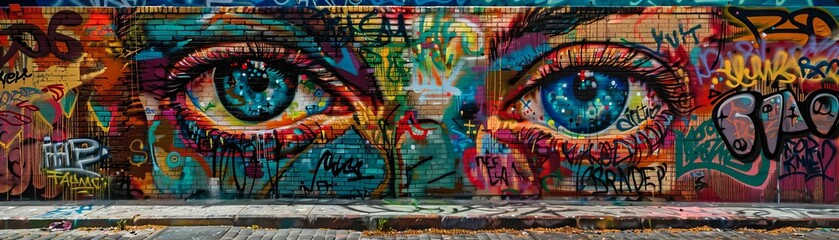 Graffiti Artwork of Eyes on Urban Wall