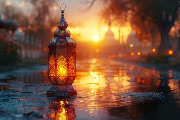 Islamic lantern with candles