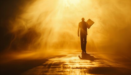 Silhouette of Person Reading in Dramatic Sunset