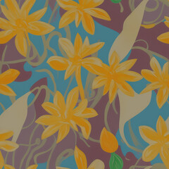 Flowers. Abstract seamless pattern. AI generated.