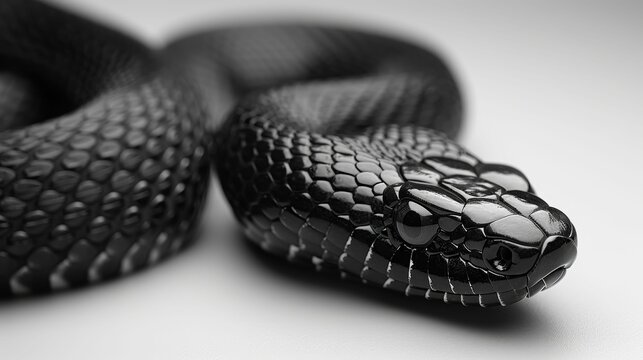 A black snake with a black head and black body