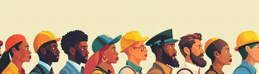 Diverse Professions Represented Colorful Illustration Labor Day - obrazy, fototapety, plakaty