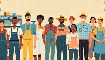 Modern Workers in Different Occupations Labor Day