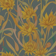 Flowers. Abstract seamless pattern. AI generated.