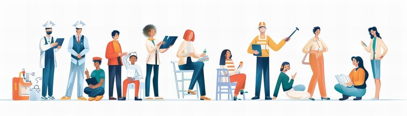 Watercolor Illustration of Diverse Workforce