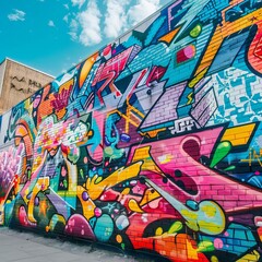 Urban Graffiti Art on a Large Wall