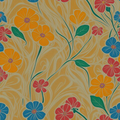 Flowers. Abstract seamless pattern. AI generated.	
