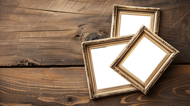 Empty rustic picture frames mockup.