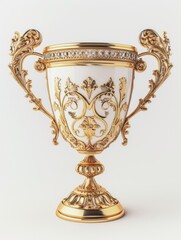 Fototapeta premium Golden trophy winner cup on a light background