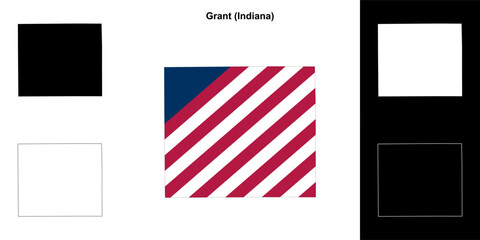Grant county (Indiana) outline map set - 769495802