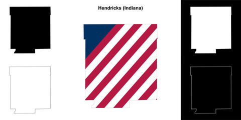 Hendricks county (Indiana) outline map set - 769495809