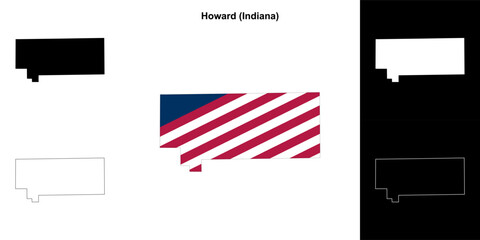 Howard county (Indiana) outline map set - 769495814