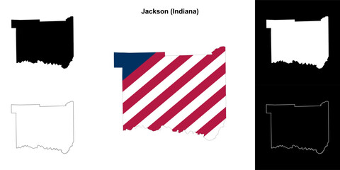 Jackson county (Indiana) outline map set - 769495815
