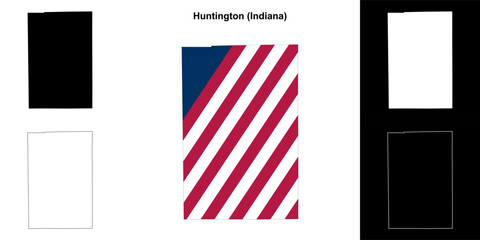 Huntington county (Indiana) outline map set - 769495817