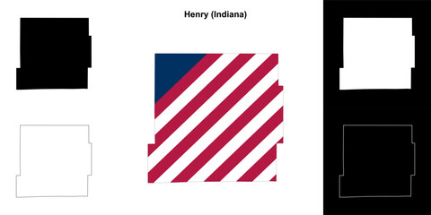 Henry county (Indiana) outline map set - 769495818